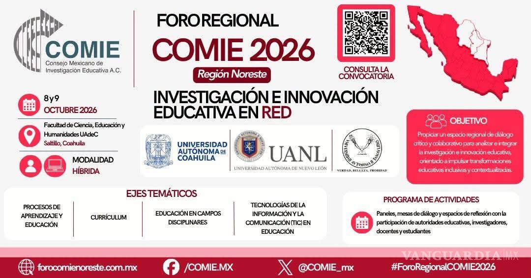 $!La Facultad de Ciencia, Educación y Humanidades de la UAdeC será sede del Foro Regional COMIE 2026.