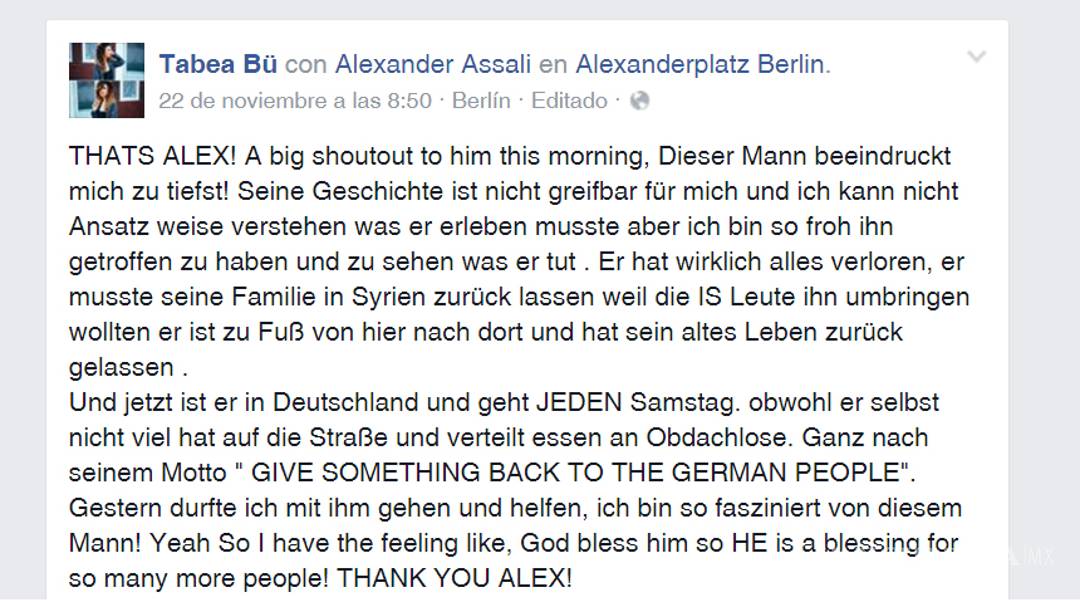 $!Refugiado sirio agradece su acogida en Alemania repartiendo comida a los sin techo