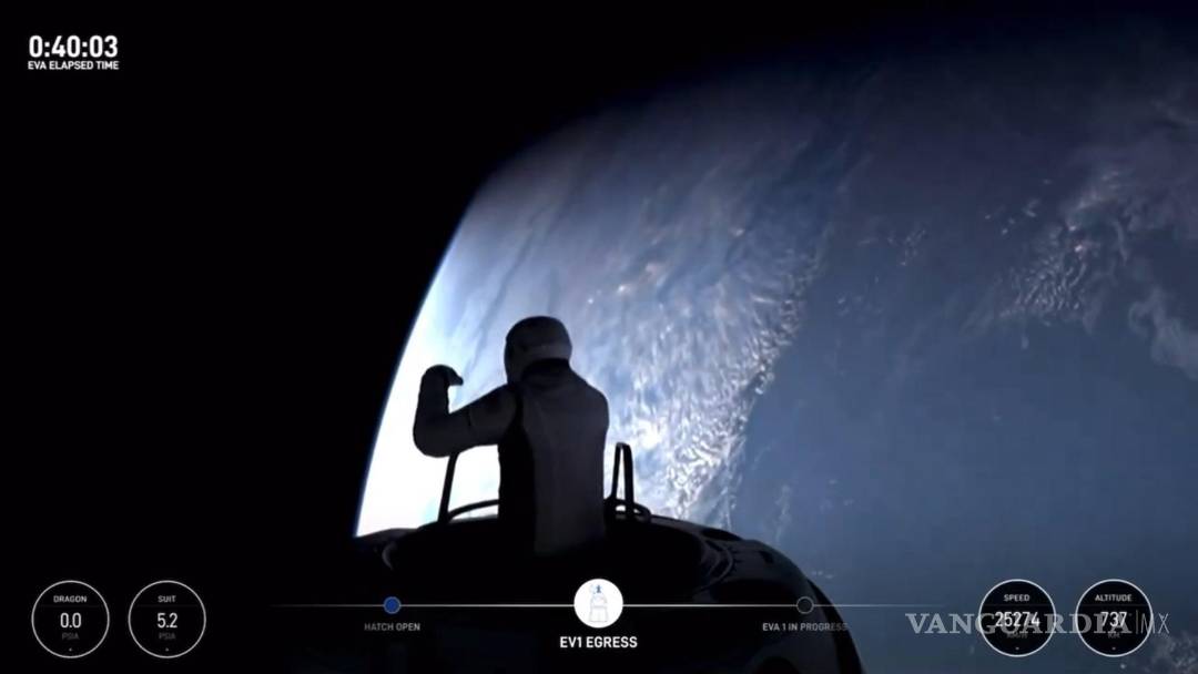 $!La tripulación de Polaris Dawn completó su primera caminata espacial comercial desde la nave espacial Dragon a 738 km sobre la superficie de la Tierra.