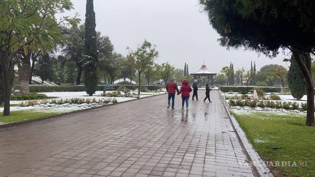 $!Los monclovenses salieron a ver el blanco espectáculo que ofreció la naturaleza.