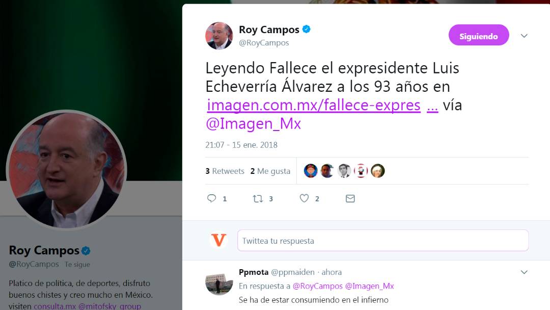 $!"Matan" en redes sociales al expresidente Luis Echeverría Álvarez