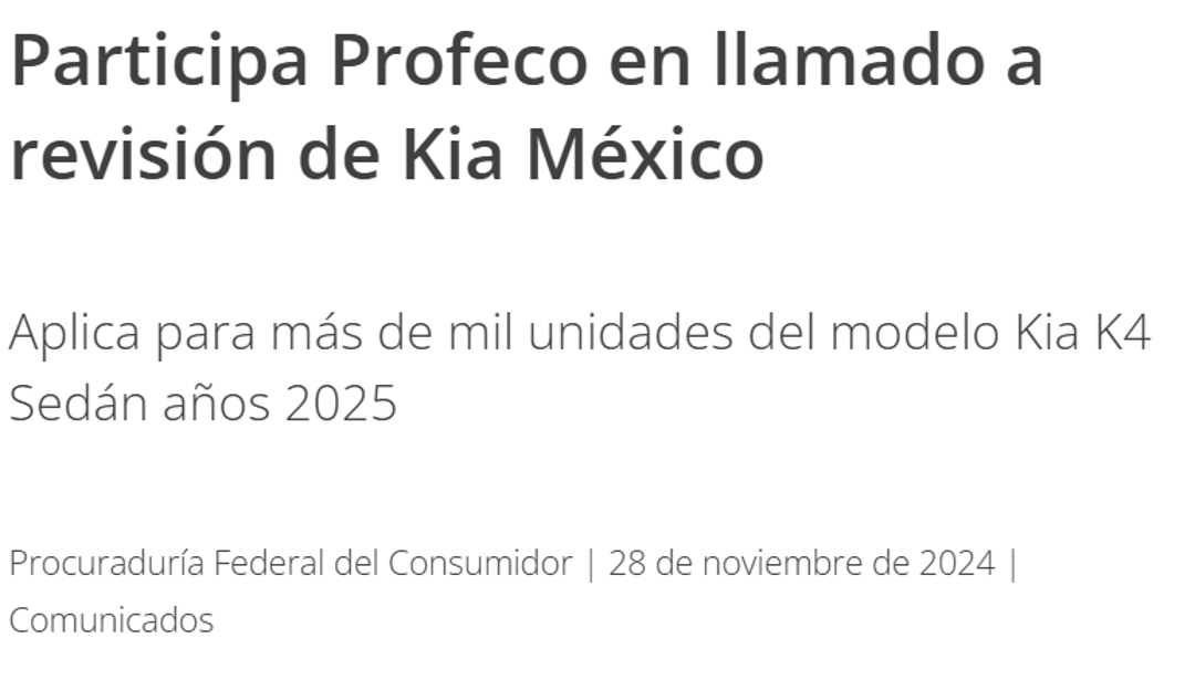 $!Profeco y Kia México alertan sobre fallas en más de 6 mil autos; advierten riesgo de cortocircuitos y fugas