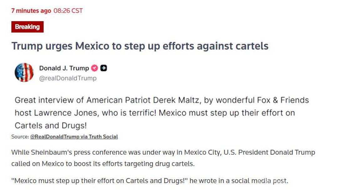 $!Trump pide a México a ’intensificar’ sus esfuerzos contra los cárteles y las drogas