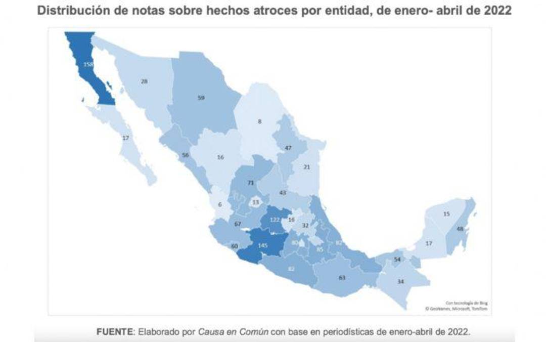 $!De enero a abril de 2022, se cometieron mil 940 ‘atrocidades’ en México