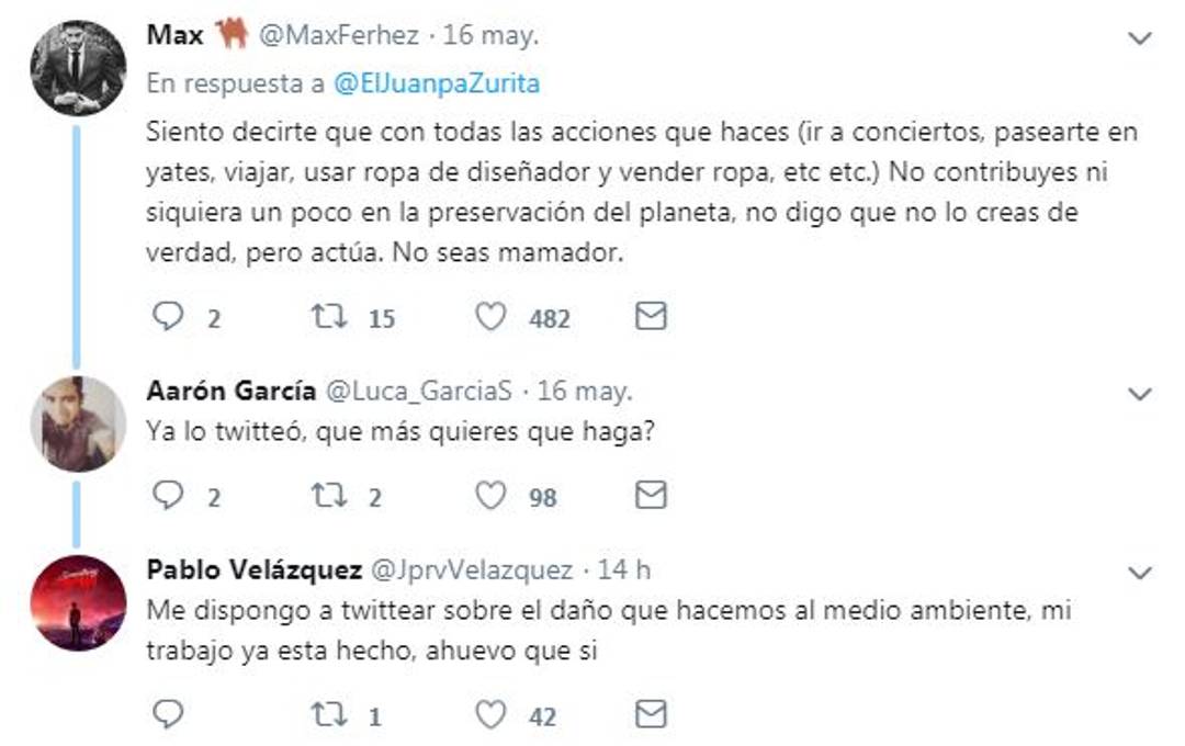 $!'¿Soy el único que se preocupa por el planeta?'... tunden a Juanpa Zurita en Twitter por su "conciencia ambiental"