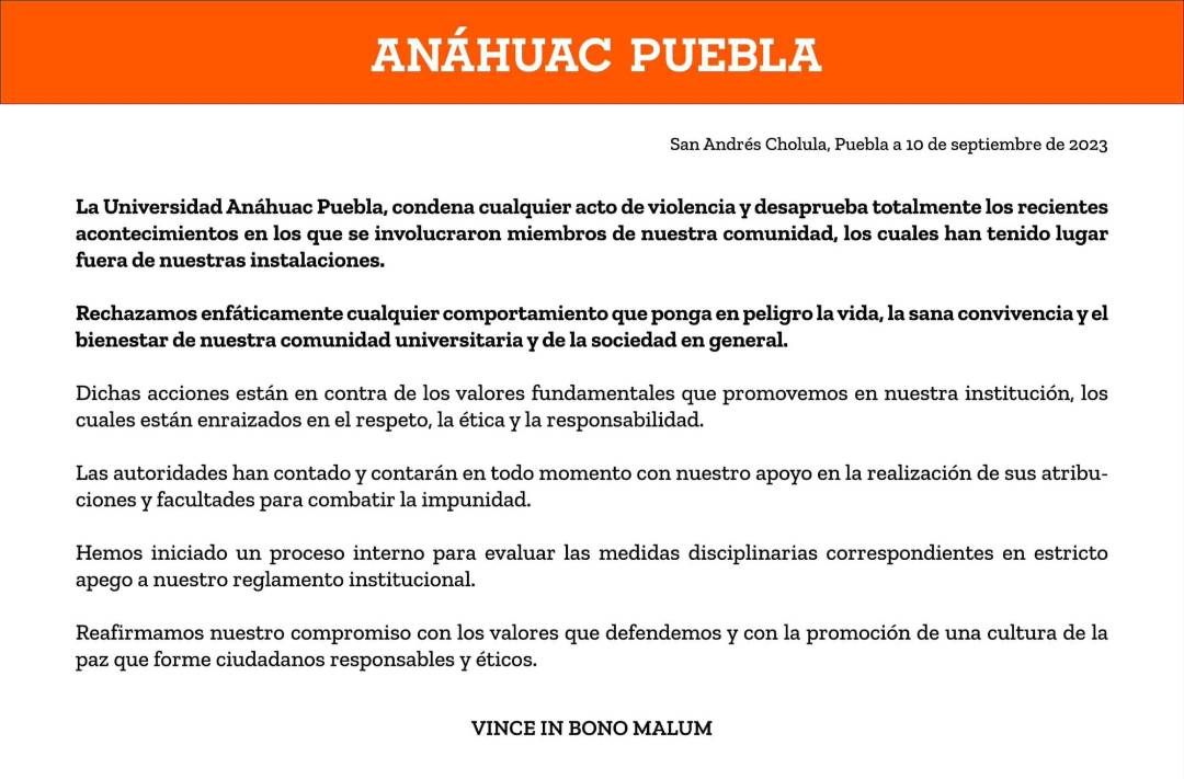 $!La universidad desaprobó cualquier muestra de violencia ejercida por sus estudiantes