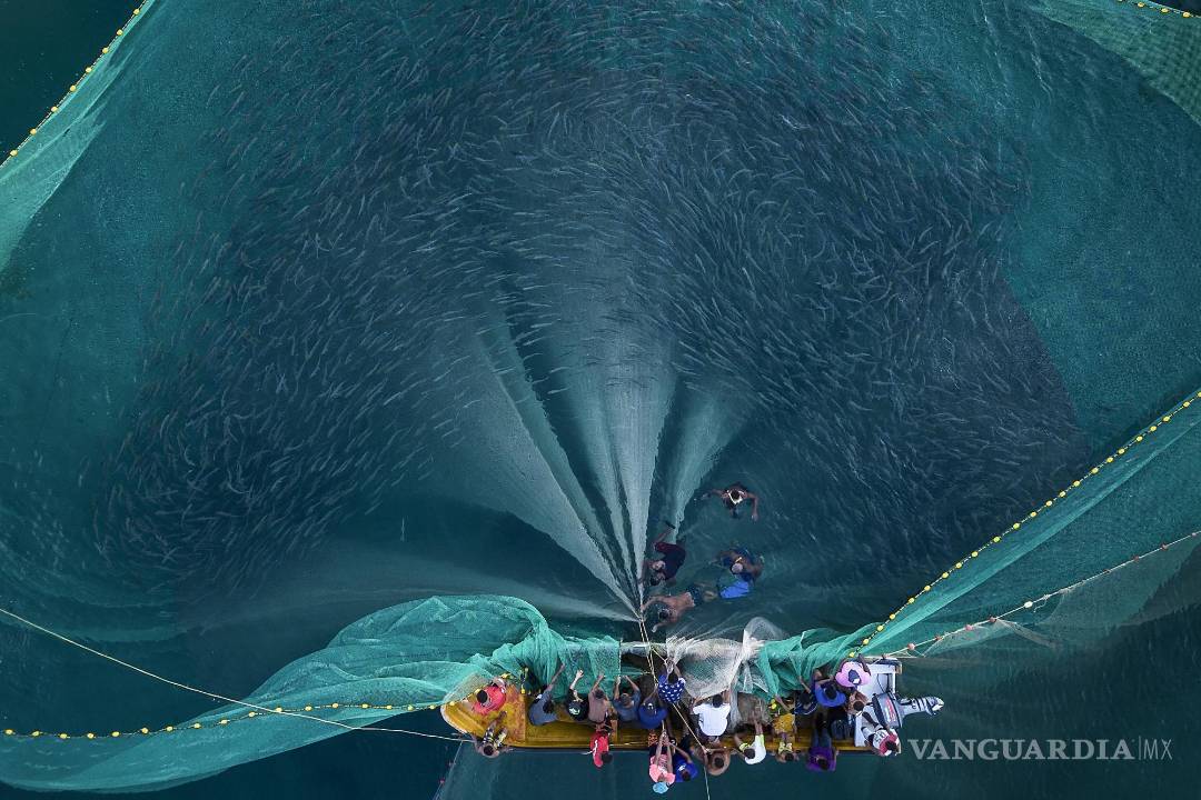 $!Pescadoras y pescadores recogen una red ante la costa de Chuao, Venezuela, el 7 de junio de 2023.