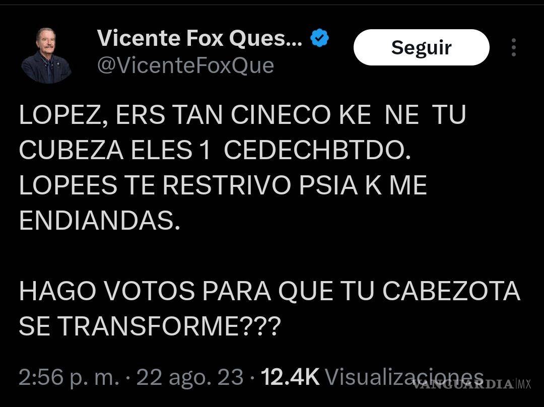 $!¡Fox contra todos! Pide a Paredes declinar a favor de Gálvez y manda confuso mensaje a AMLO