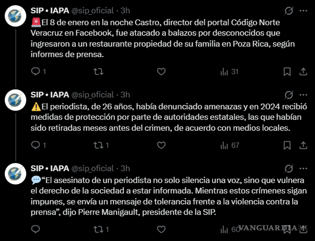 $!SIP condena asesinato del periodista Carlos Castro; pide ‘romper el ciclo de impunidad’
