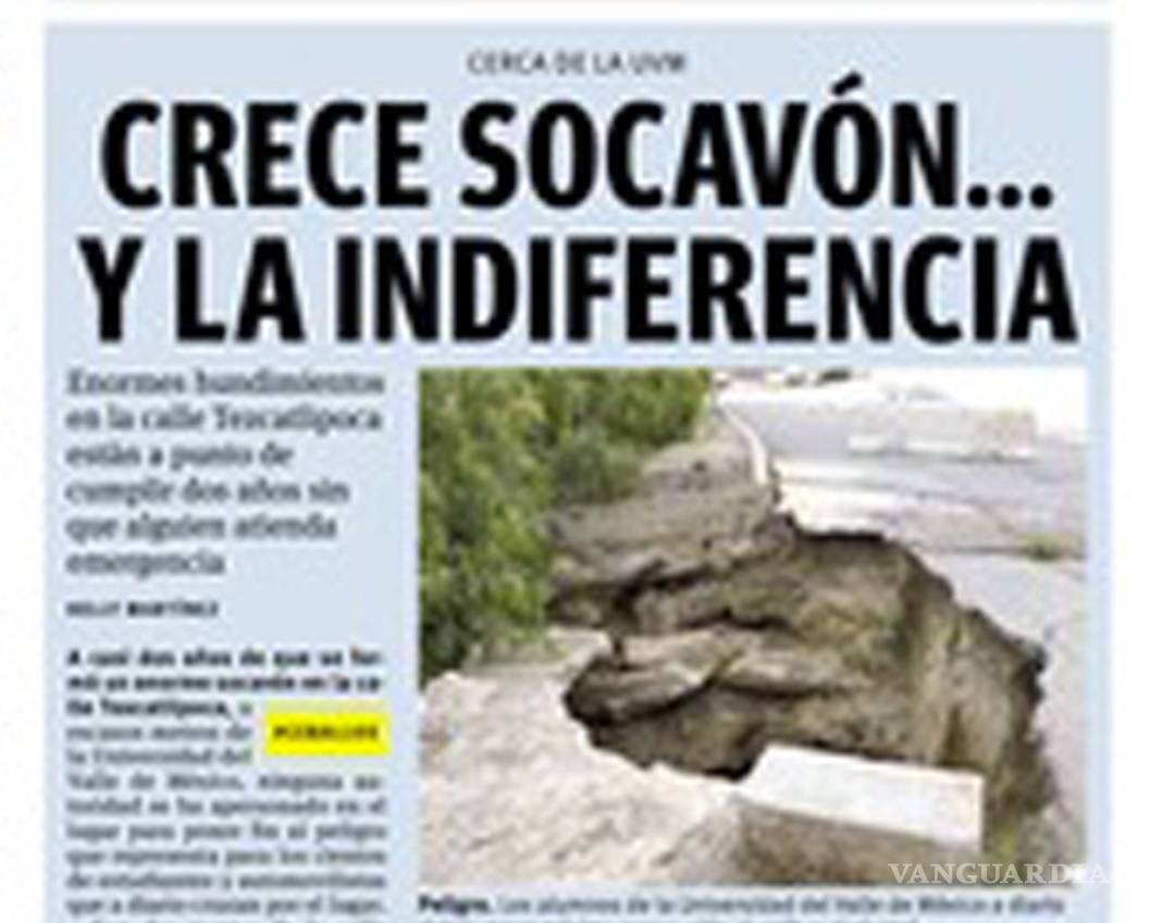 $!Tapa Municipio de Saltillo enorme socavón cercano a la UVM