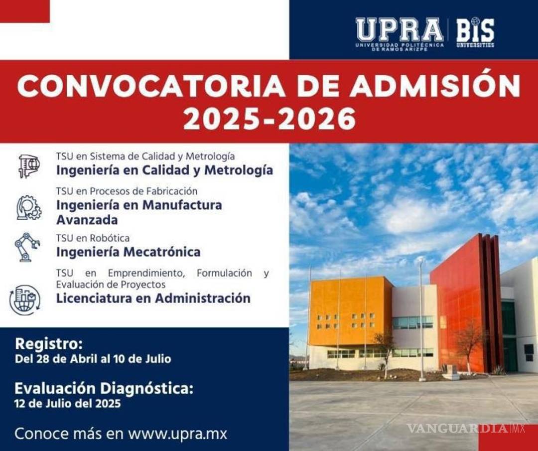 $!La Universidad Politécnica de Ramos Arizpe anunció que el examen de admisión para nuevo ingreso podrá realizarse en línea o de forma presencial, con el fin de facilitar el acceso a la educación superior.