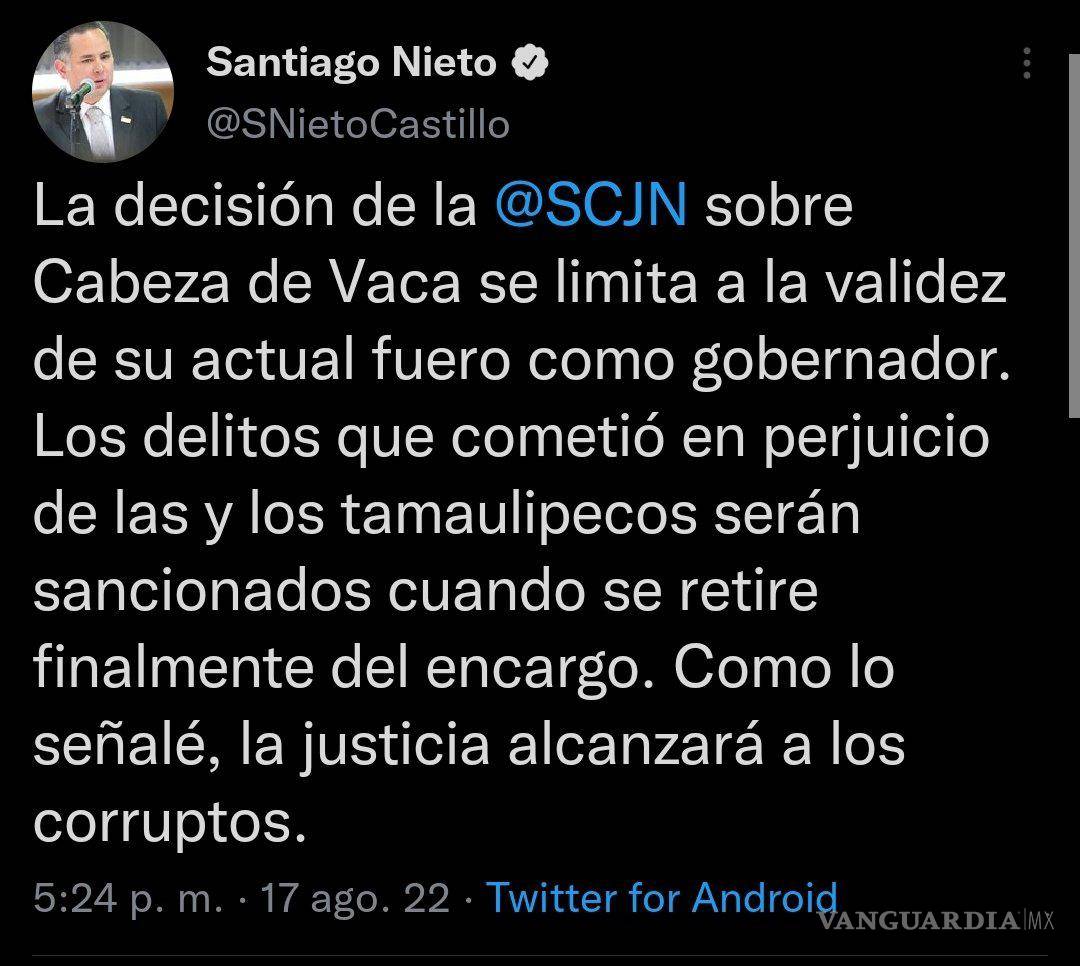 $!‘El tiempo y la ley me han dado la razón’: Cabeza de Vaca