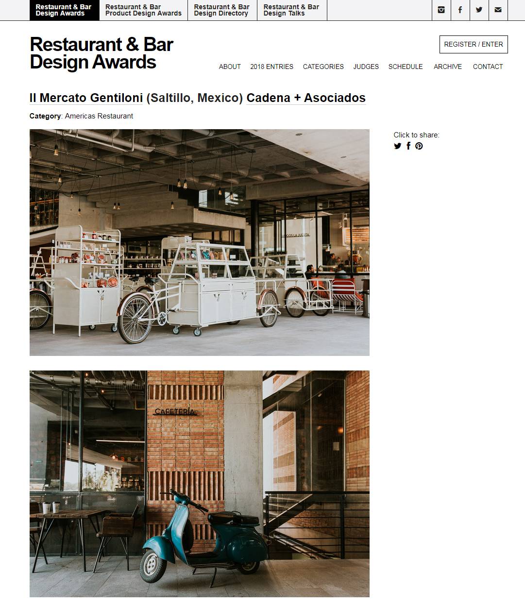 $!El restaurante saltillense Il Mercato Gentiloni brilló en la décima edición del Restaurante and Bar Design Awards