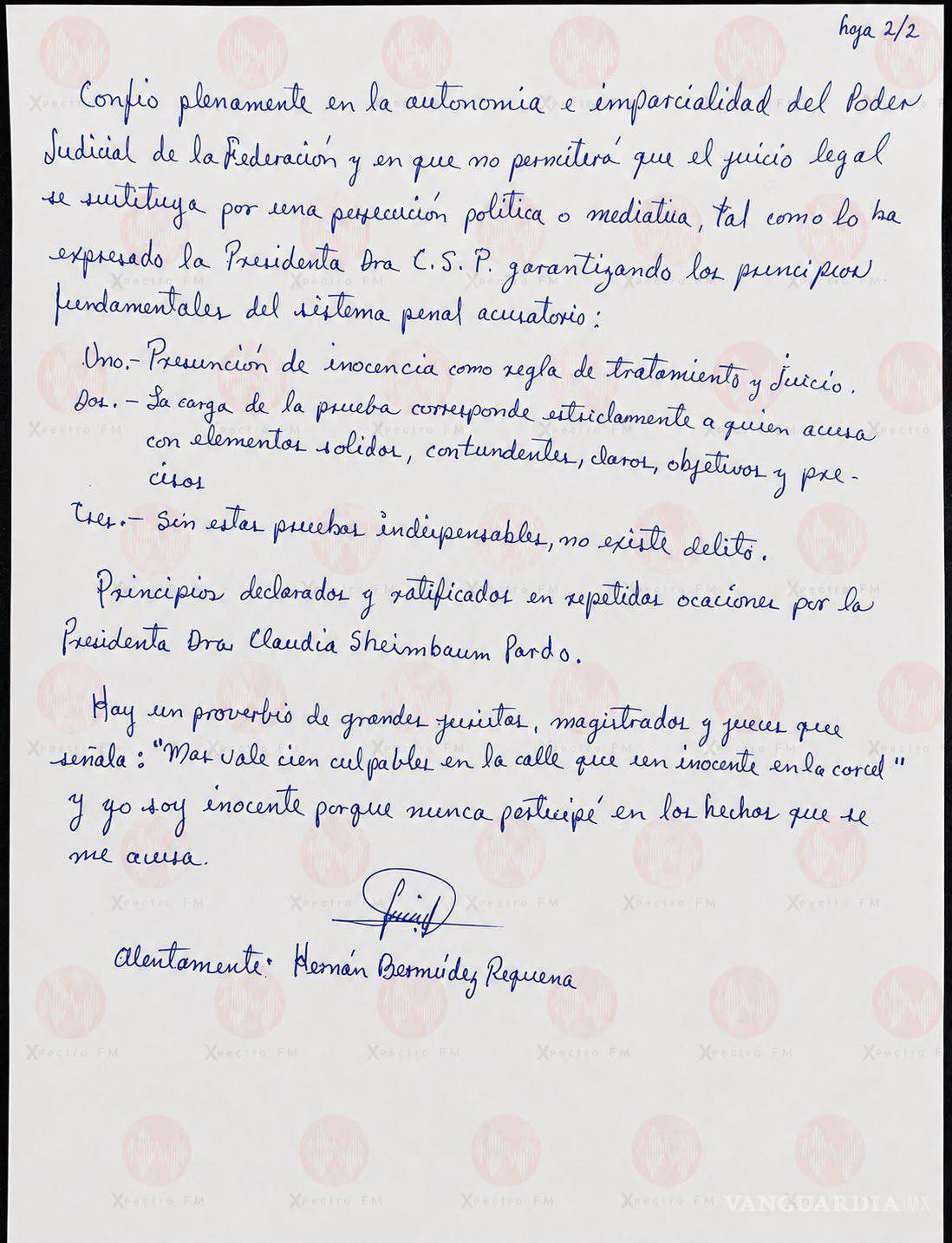 $!Hernán Bermúdez envía carta, niega vínculos con La Barredora y acusa persecución política desde El Altiplano