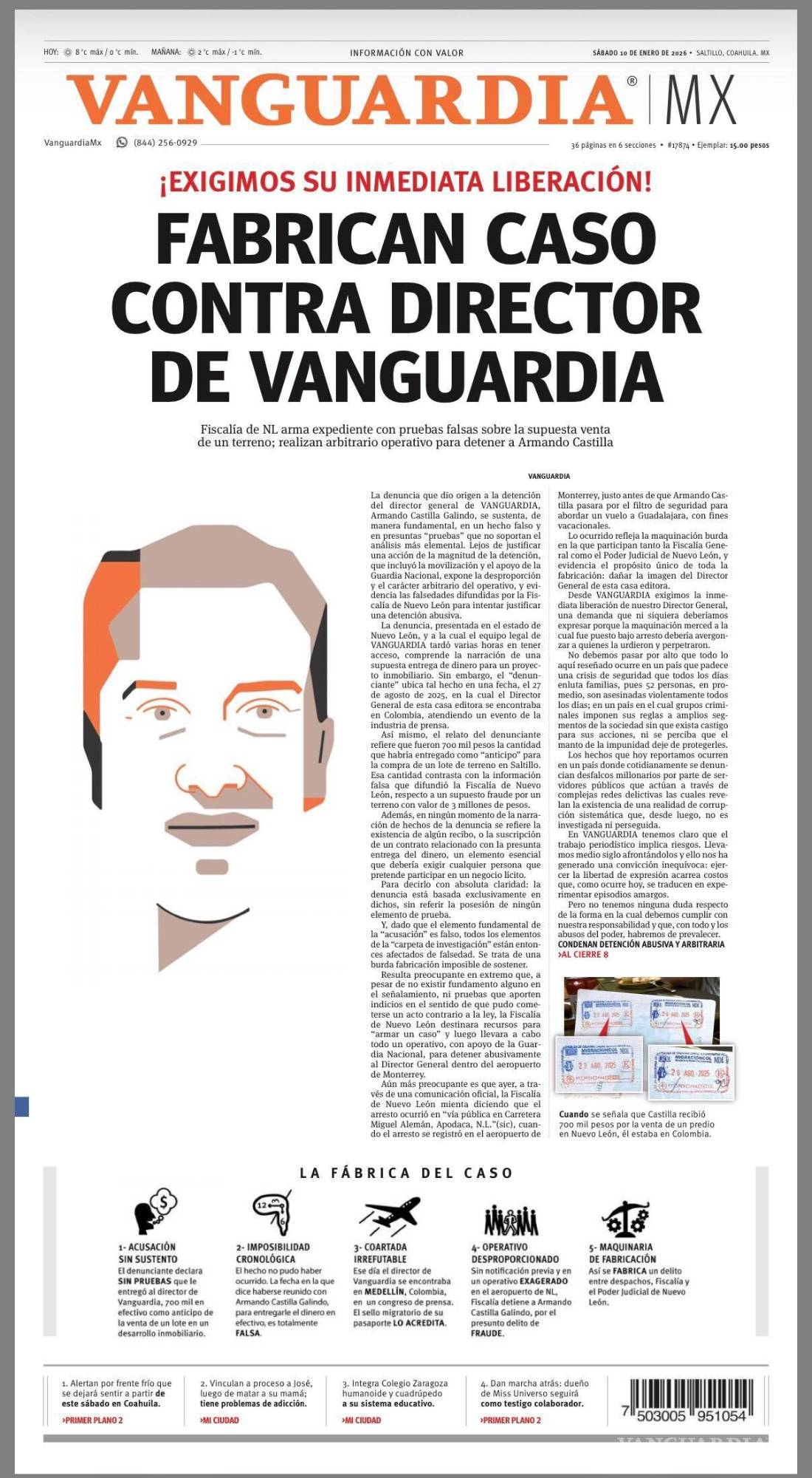 $!Juez ordena inmediata libertad para Armando Castilla, director de Vanguardia