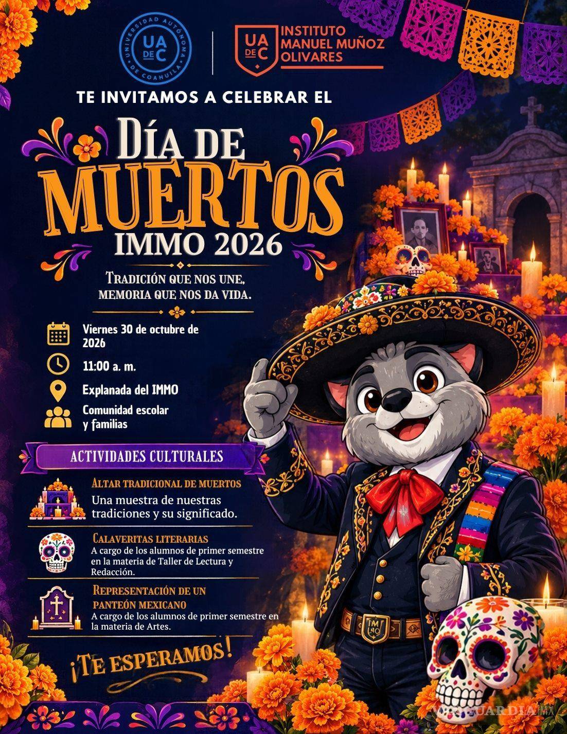 $!El Instituto Manuel Muñoz Olivares invita a su festival el 30 de octubre con altar y calaveritas literarias.