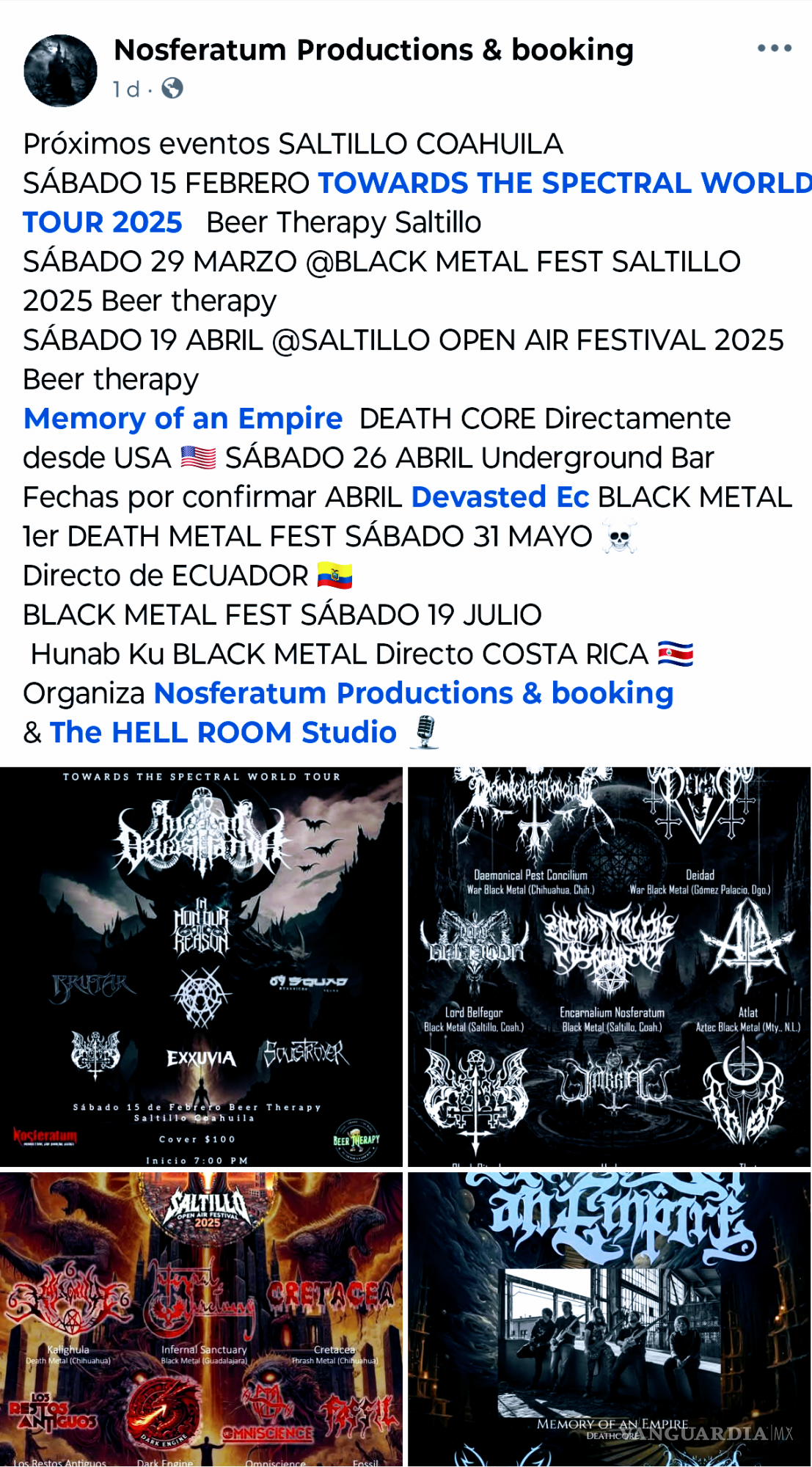 $!Line up de festivales por Nosferatum Productions &amp; Booking