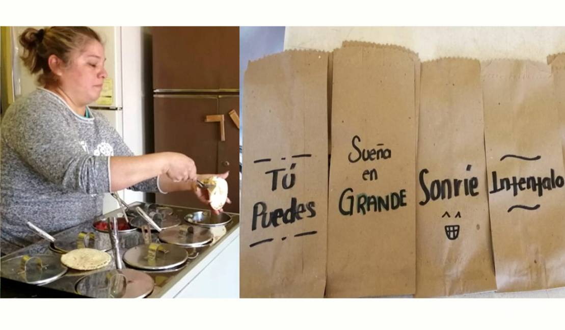 ¡Sueña en grande, inténtalo! Los emotivos mensajes que la señora Cristina pone en sus bolsas de gorditas en Torreón