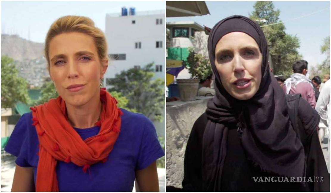 $!Comparación de la vestimenta de Clarissa Ward antes y después de aproximarse a las calles de Afganistán debajo del régimen Talibán.