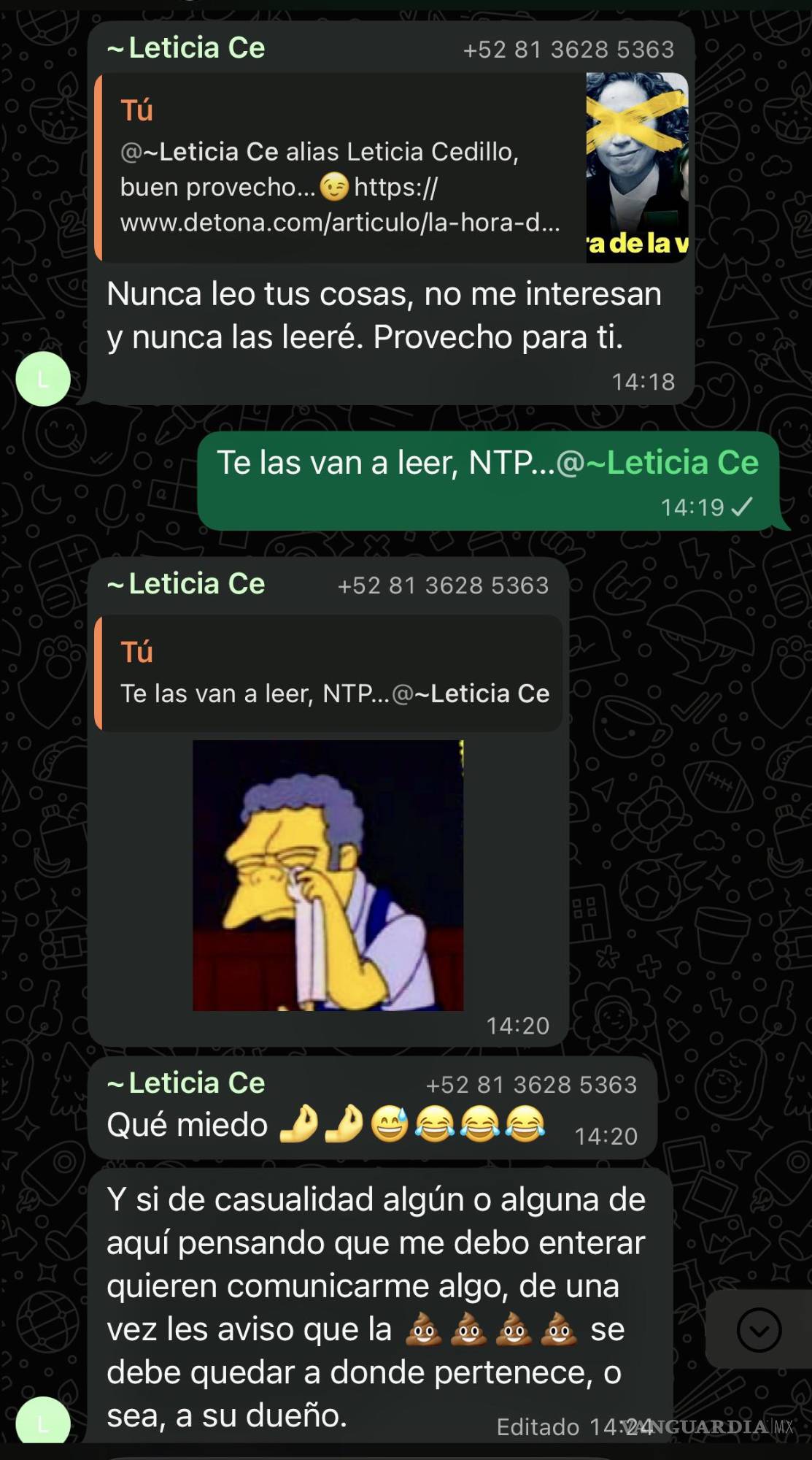 $!Así se jacta Leticia Cedillo de lo que hace en el caso de Ximena Peredo. Corre el riesgo de sufrir la misma suerte de Guadalupe Martínez Rodarte.