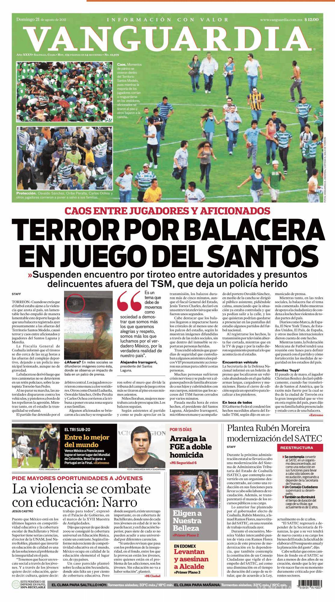 $!Cobertura VANGUARDIA del la balacera.