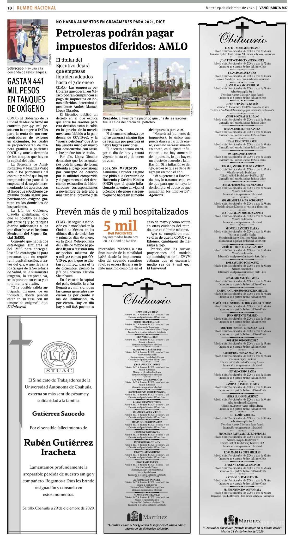 $!Sorprende a ciudadanos obituario con 48 muertes en Saltillo