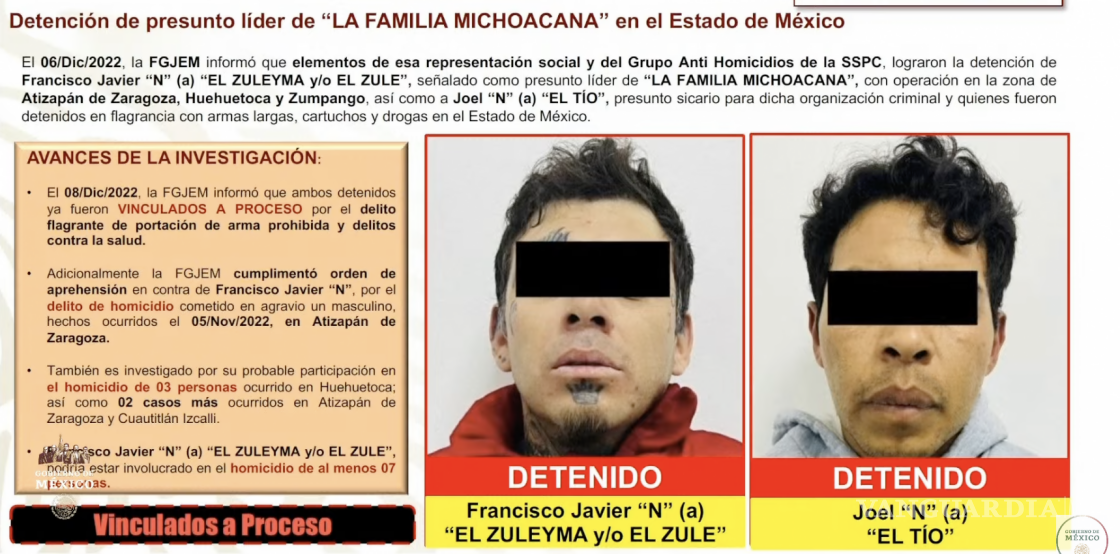 $!SSPC confirma detención de presunto líder de La Familia Michoacana en el Estado de México.