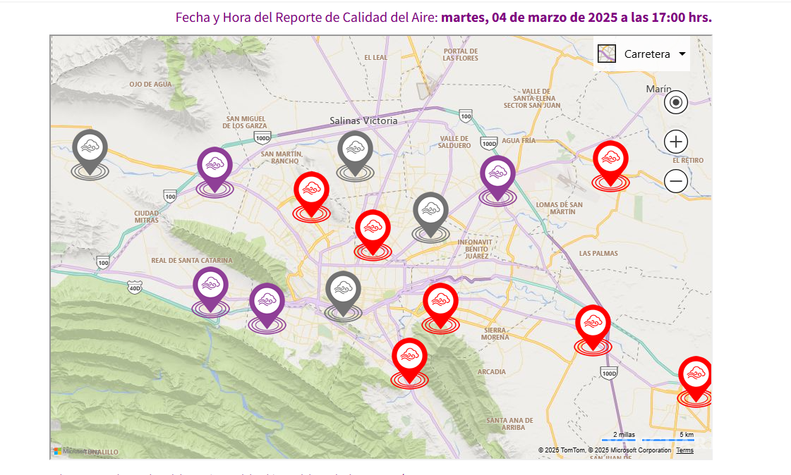 $!Captura de pantalla de las 17:00 hr. El 4 de marzo, 2025, en zona Metropolitana de Monterrey, Nuevo León.