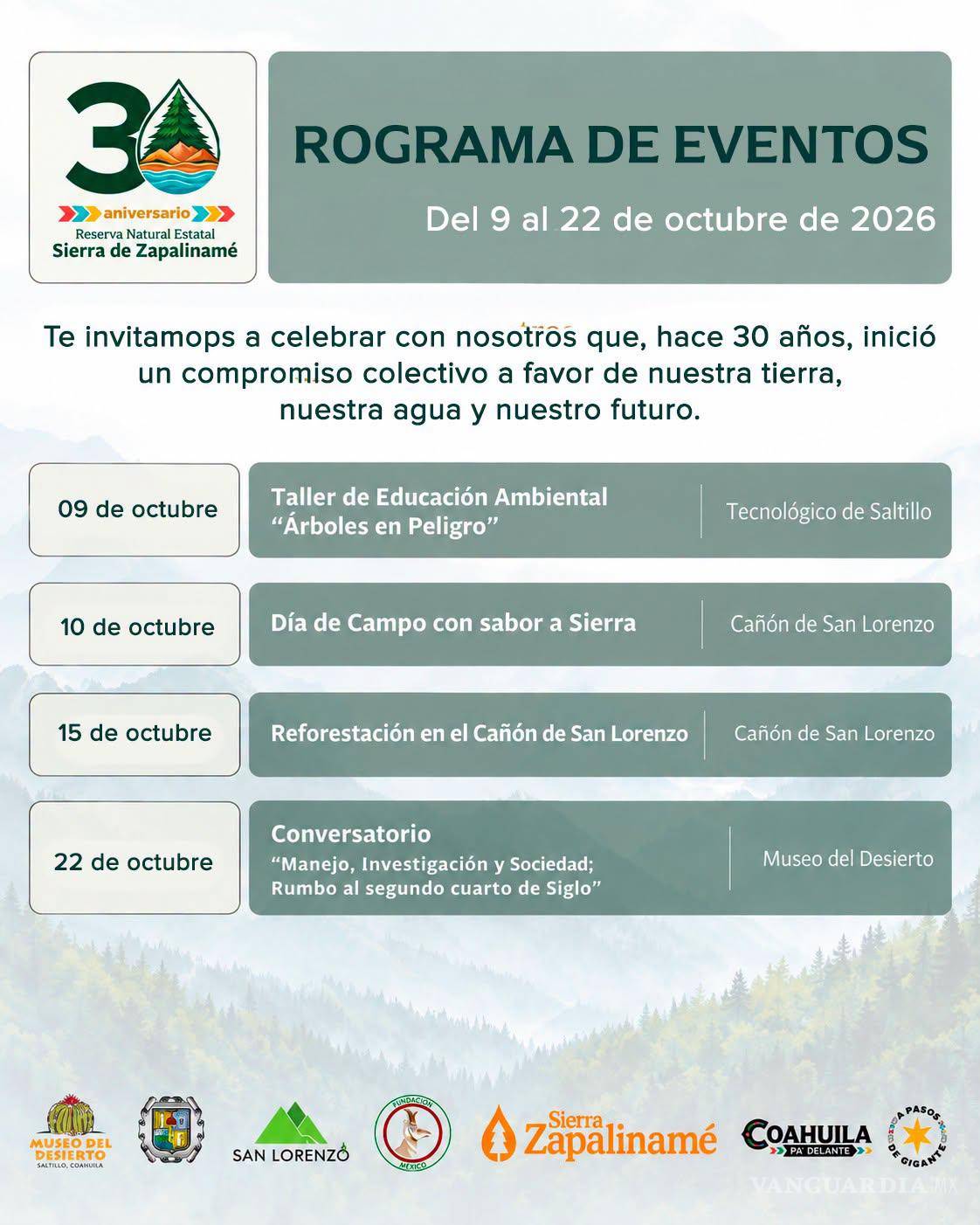$!Las actividades conmemorativas se extenderán del 9 al 22 de octubre.