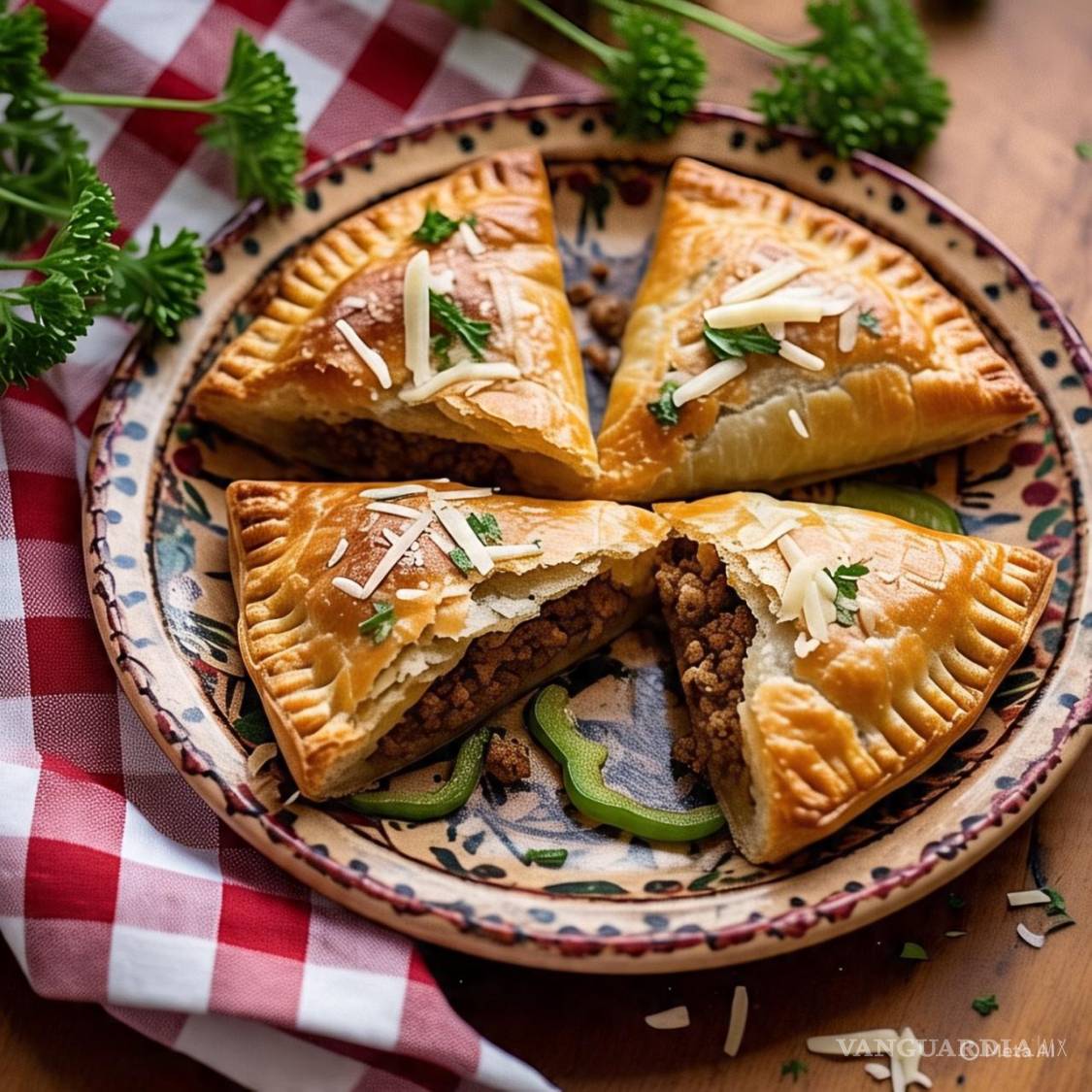 $!El pastel de carne, un tipo de hojaldre relleno de carne molida con una mezcla de especias y un sofrito.