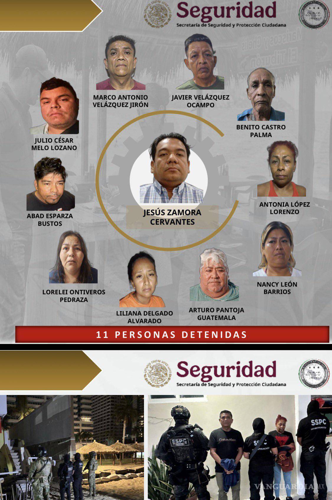 $!Harfuch anuncia la detención de Jesús Zamora, presunto líder de red de extorsión en Acapulco, y 10 personas