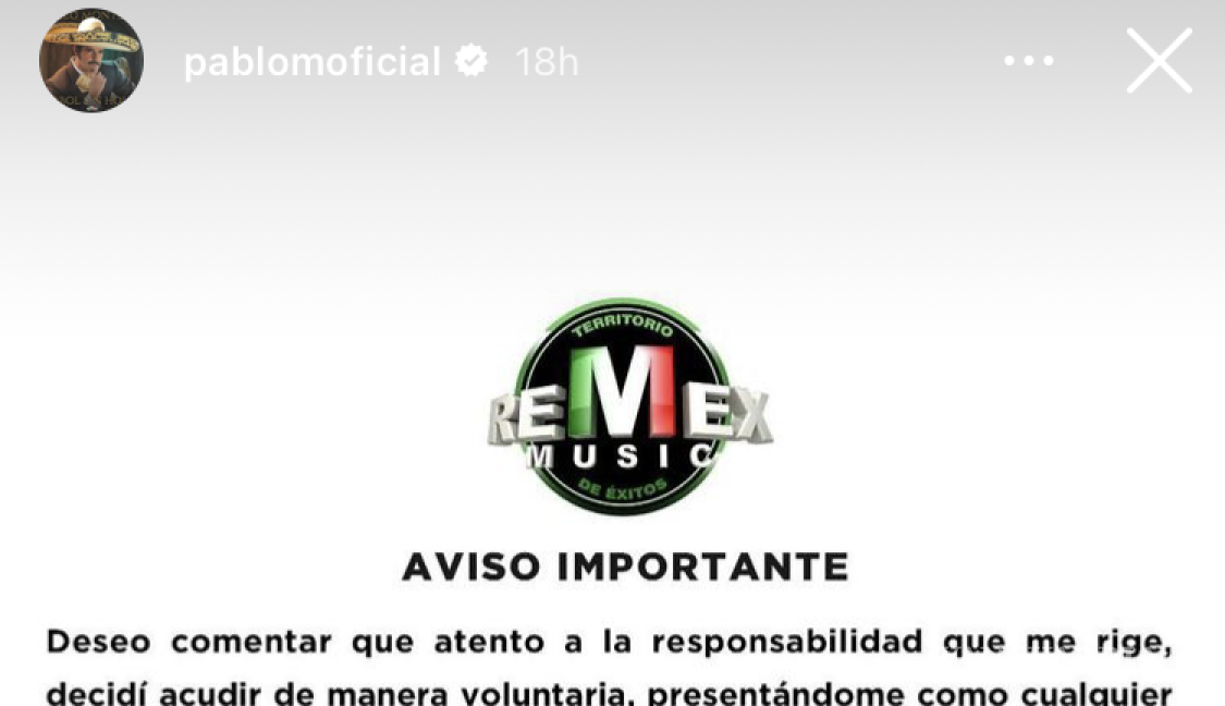 $!Pablo Montero se disculpa en Instagram con reportera tras acudir a la Fiscalía de Coahuila en Saltillo