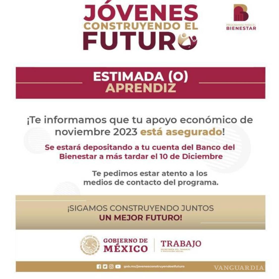 $!Los mensajes dicen que el apoyo se depositará a más tardar el 10 de diciembre, pero esto no ocurrió.