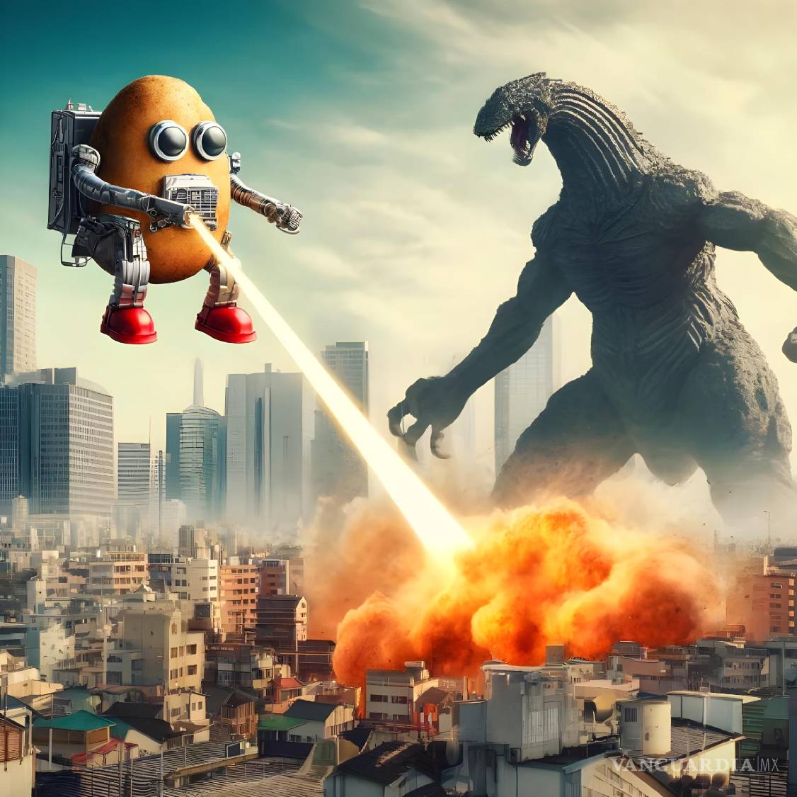 $!En la versión de la IA, Paponcio man conversa su natural forma de papa y en vez de un robot gigante lo vemos en una versión robotizada que le ayuda a combatir a los Kaijus.