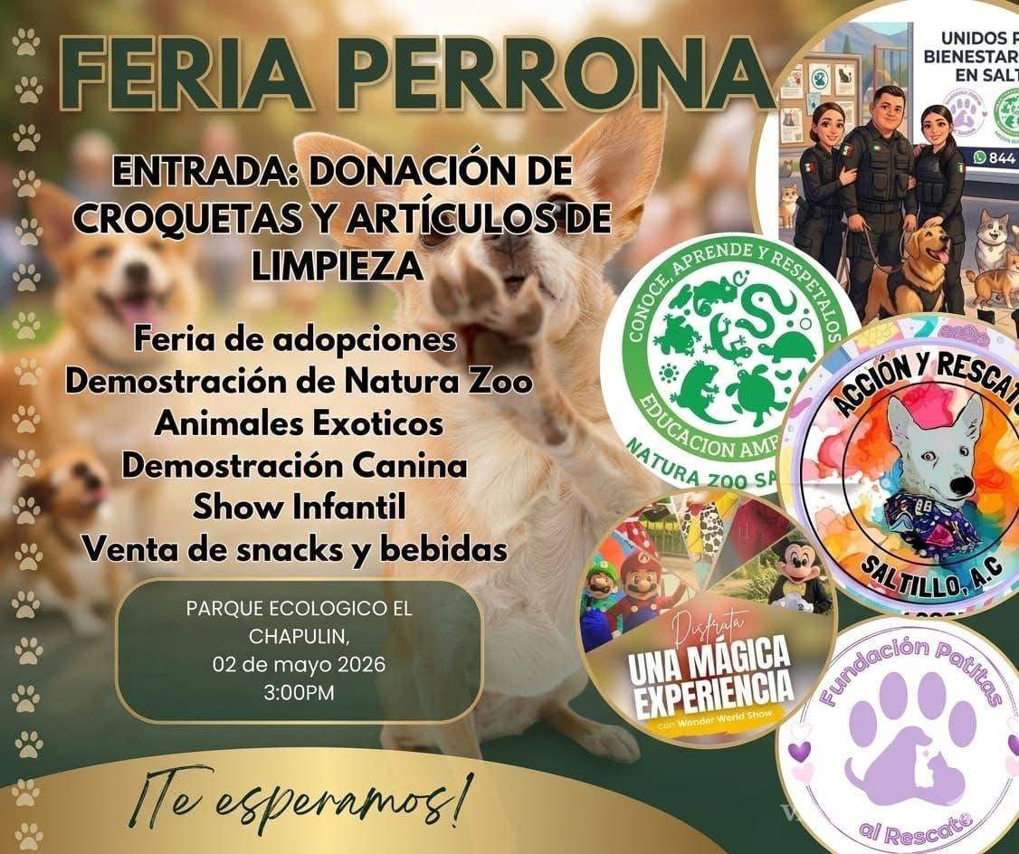 $!La Feria Perrona se realizará este sábado 2 de mayo en el parque El Chapulín, con actividades familiares y entrada mediante donación.