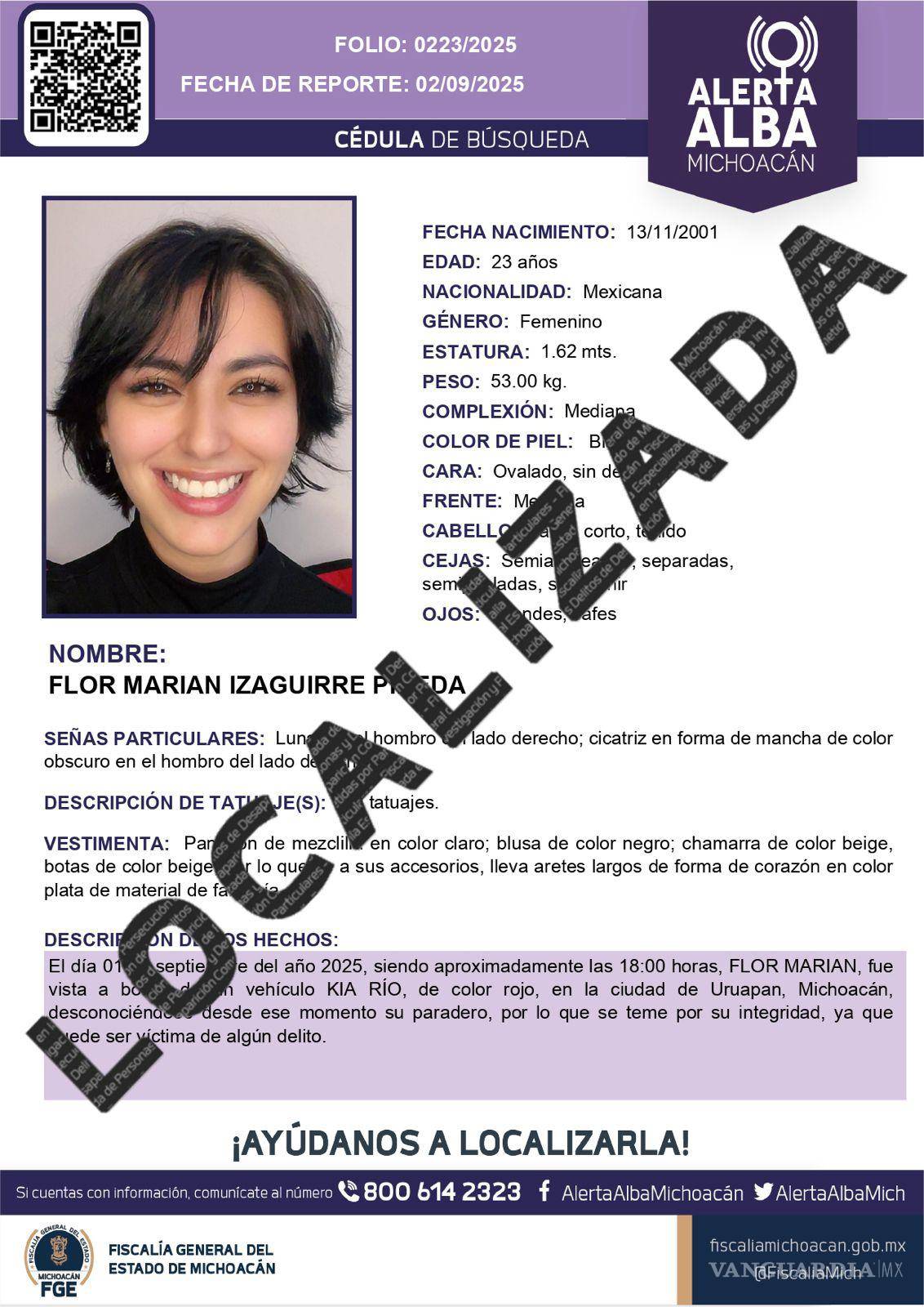 $!Fiscalía de Michoacán dicta medidas de protección para Marian Izaguirre; continúa hospitalizada en estado crítico