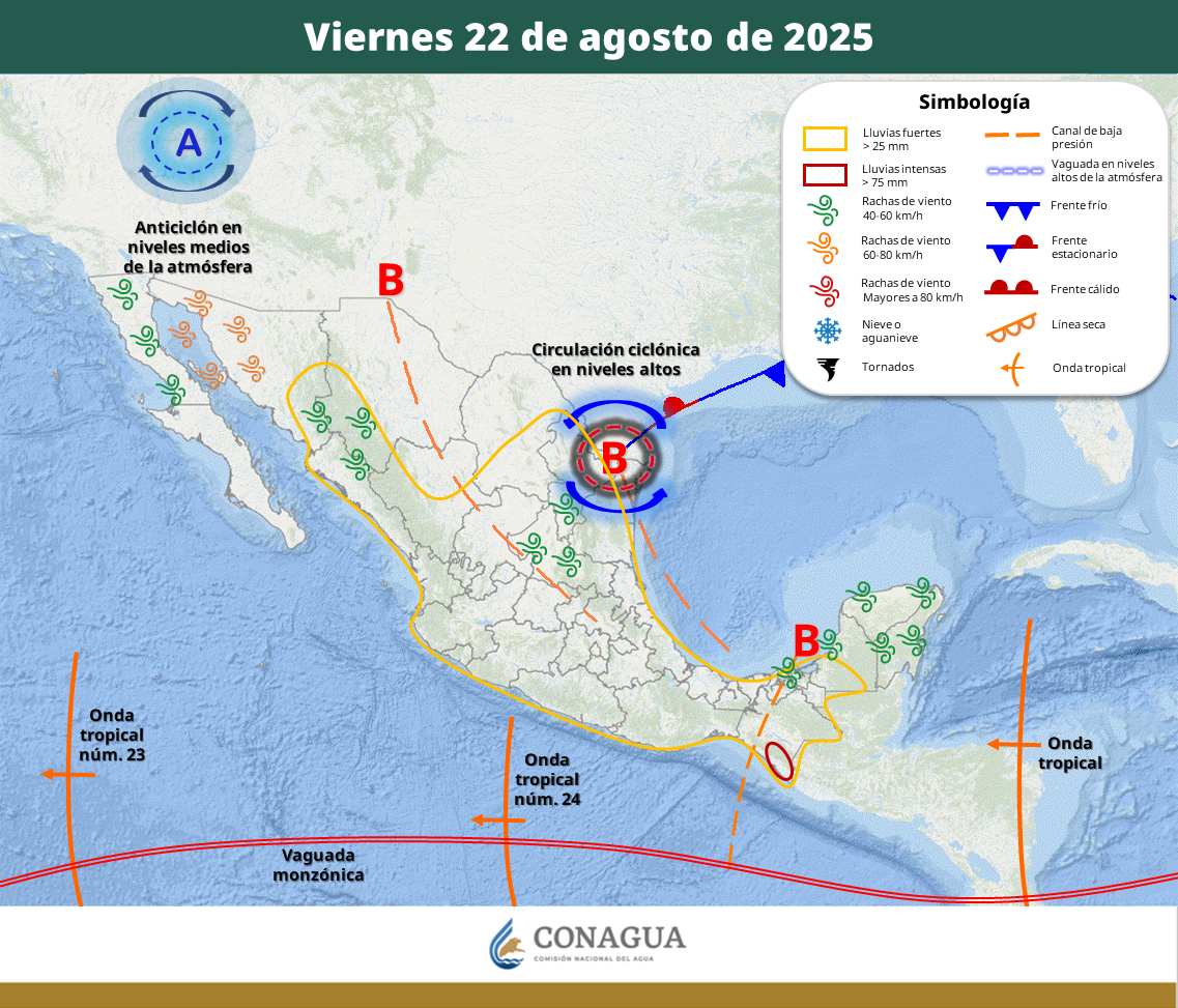 $!Prepárese... Frente Frío se aproxima a México, junto a Monzón Mexicano azotarán con fuertes lluvias y granizadas