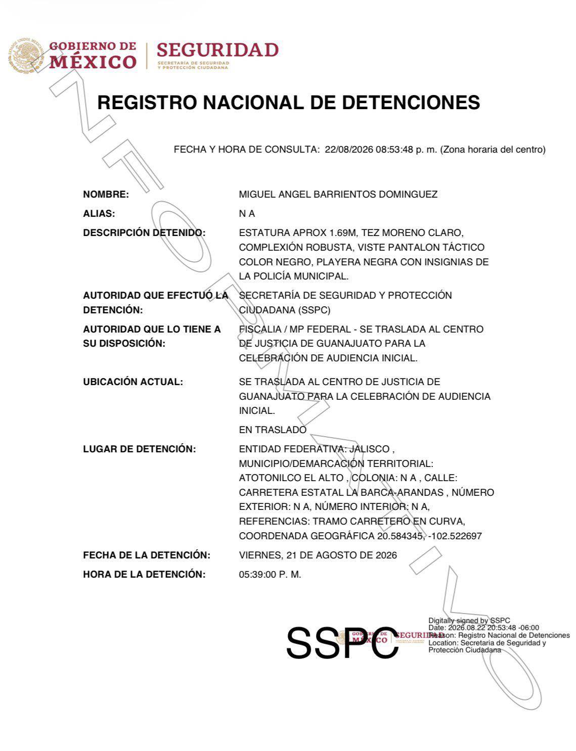 $!Detienen a excomisario de Atotonilco el Alto, Jalisco