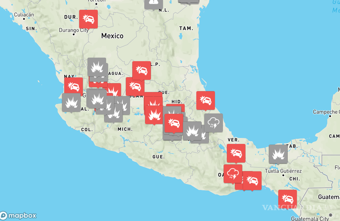 $!Mapa en tiempo real alerta bloqueos tras muerte de Nemesio Oseguera Cervantes, líder del CJNG