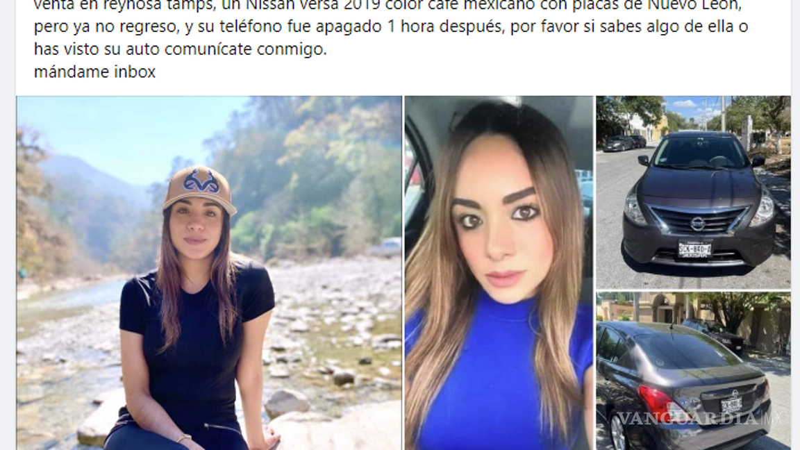 $!Fabiola desapareció en Tamaulipas, tras ir a vender su auto