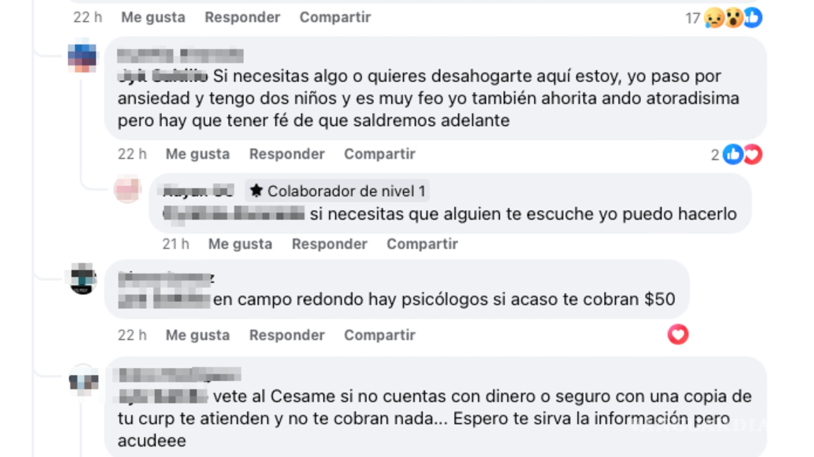 $!Una usuaria del grupo relata su propia experiencia con servicios psicológicos, destacando la dificultad de acceder a ayuda oportuna.