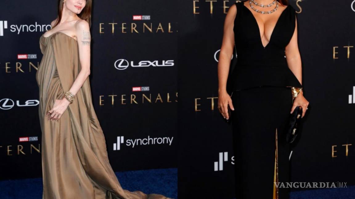 Salma Hayek y Angelina Jolie maravillan en el estreno de “Eternals” de Marvel