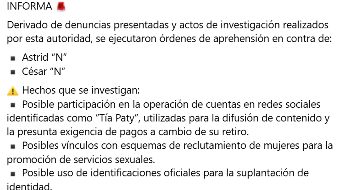 $!Detienen a dos personas por caso ‘Tía Paty’ en Nuevo León; investigan extorsión, suplantación y reclutamiento
