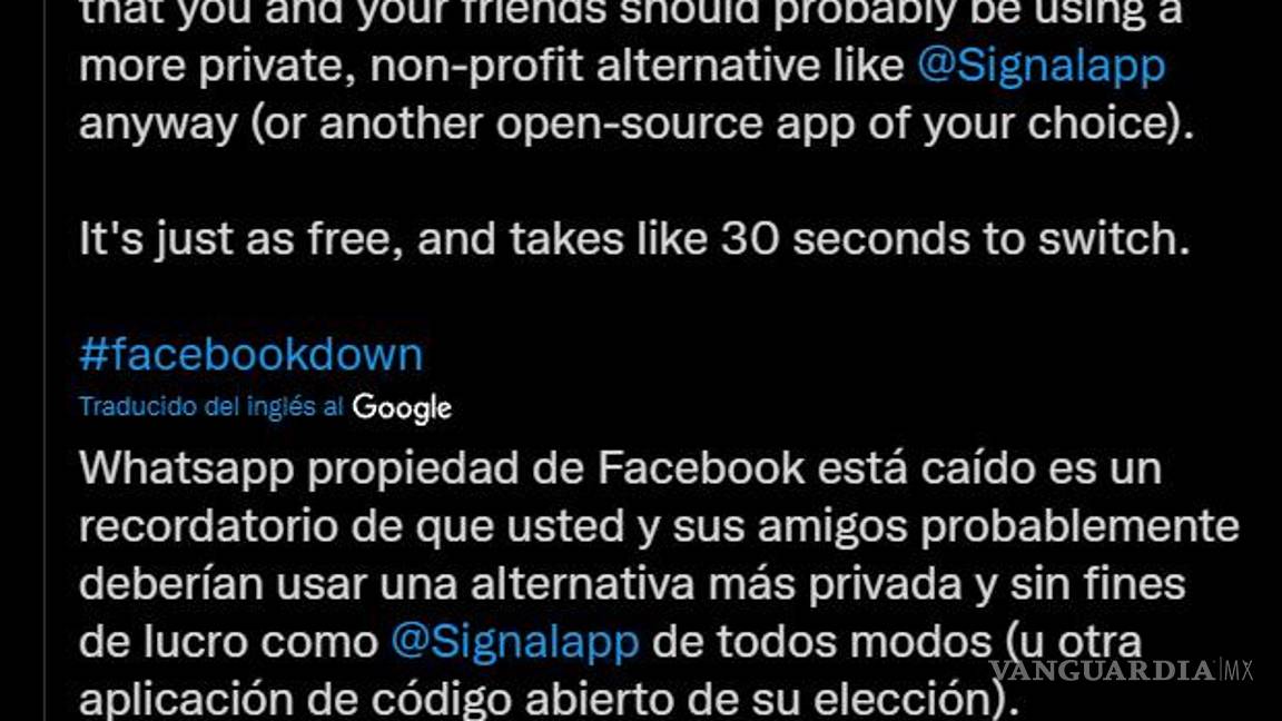 $!Snowden sugiere usar Signal tras caída de redes sociales