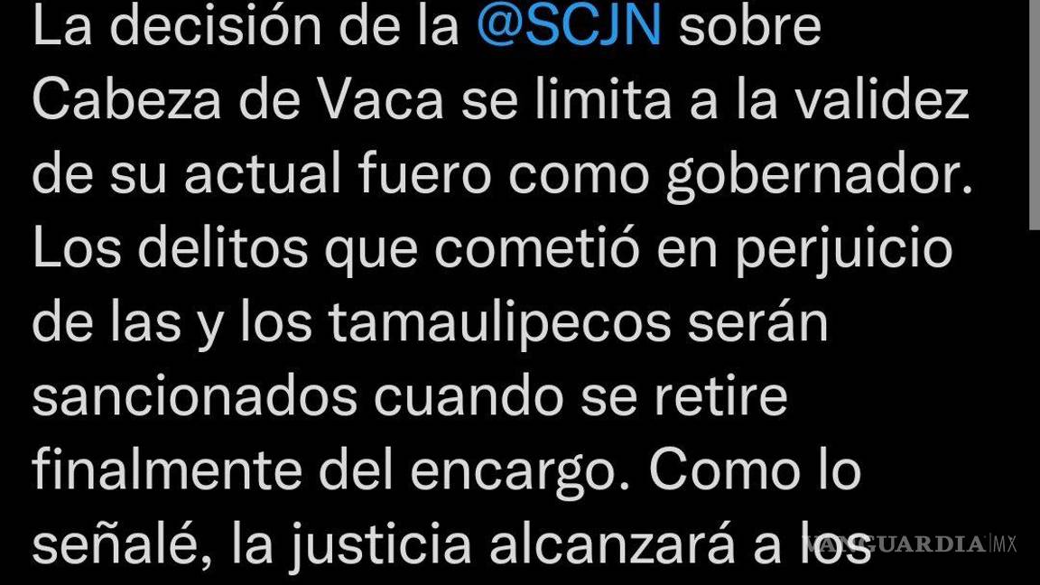 $!‘El tiempo y la ley me han dado la razón’: Cabeza de Vaca