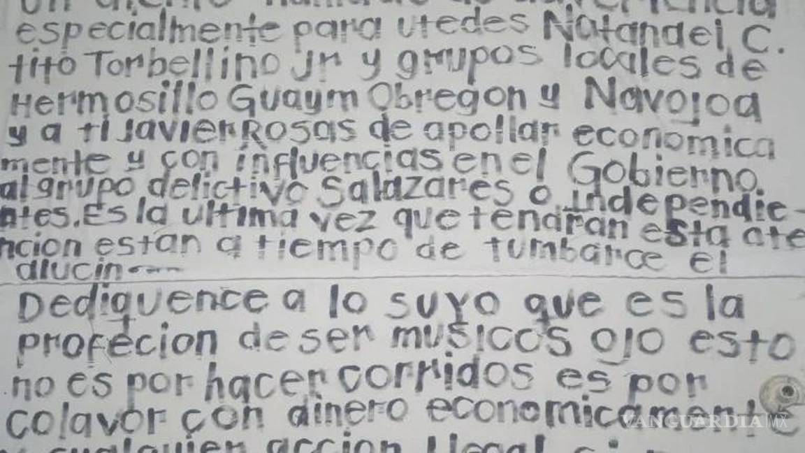 $!La lona fue encontrada durante la madrugada en las inmediaciones de una escuela preparatoria ubicada al norte de Hermosillo.
