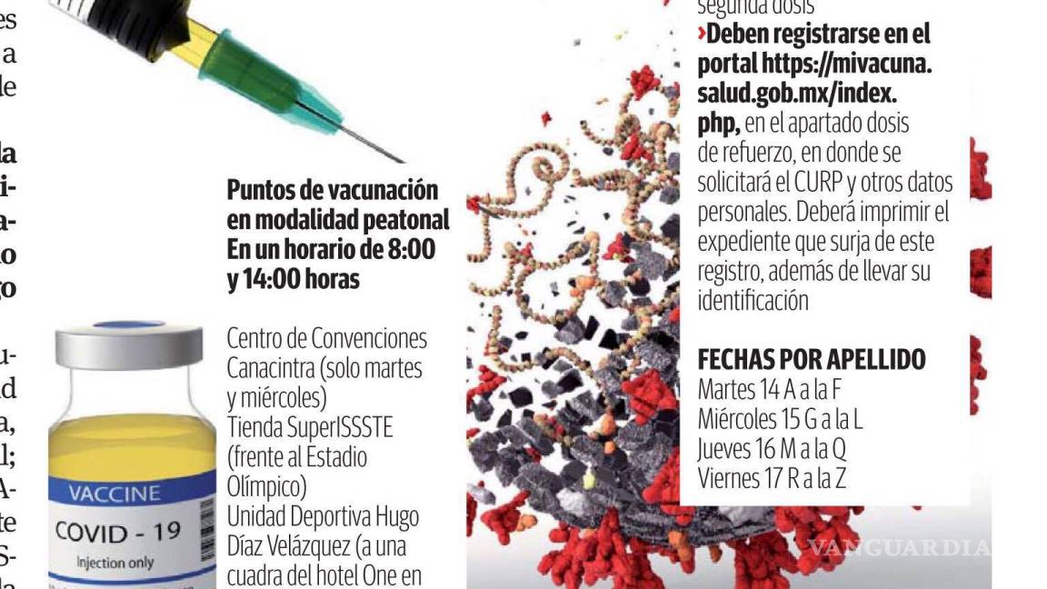 Inicia aplicación de 3era dosis a adultos mayores de Saltillo