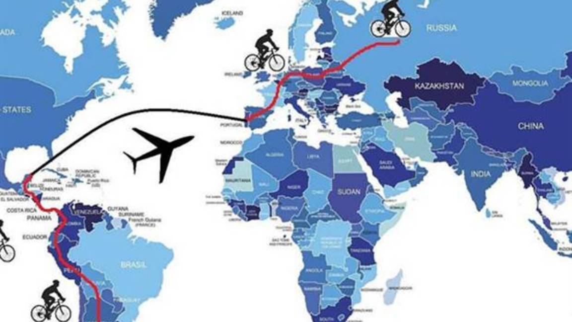 $!Inicia argentino su travesía en bicicleta hacia el Mundial de Rusia 2018
