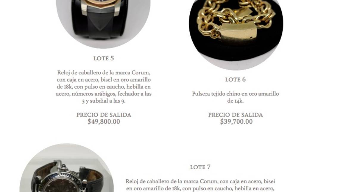 $!Las joyas del Narco que subastarán en Los Pinos: pulseras de 2 millones, relojes de 1 millón y más