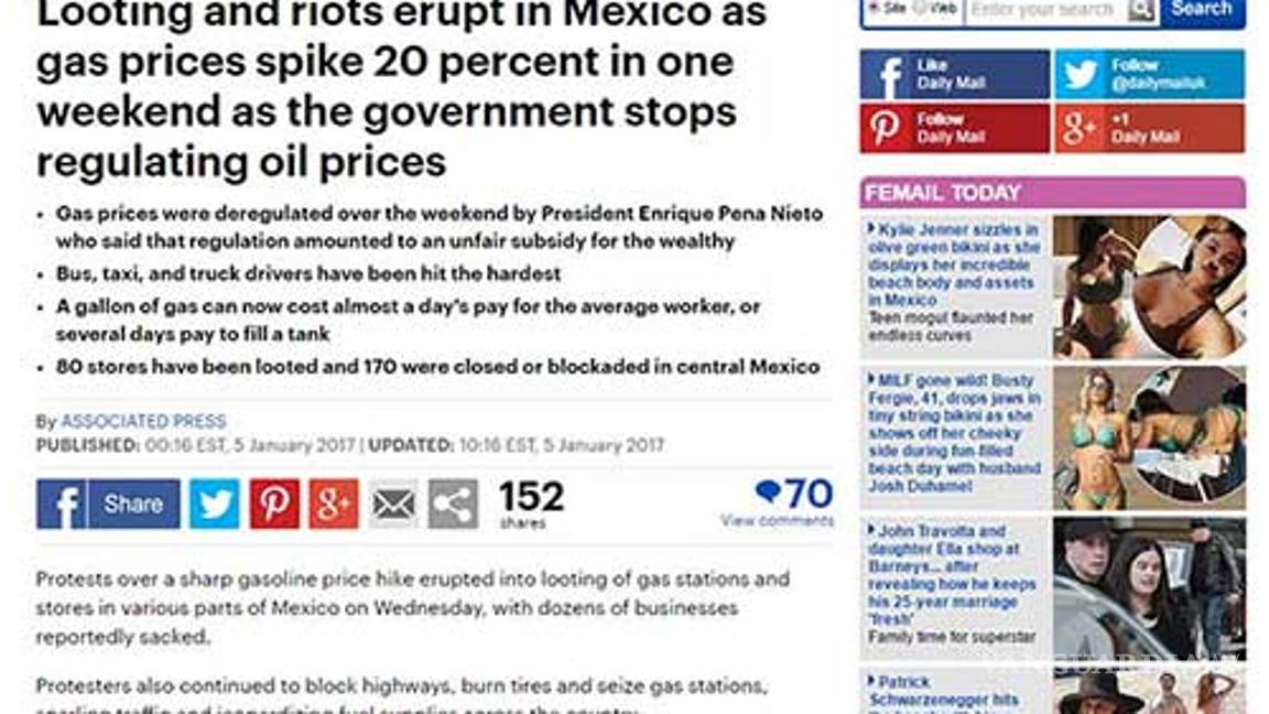 $!Así informan medios internacionales sobre gasolinazo y saqueos en México
